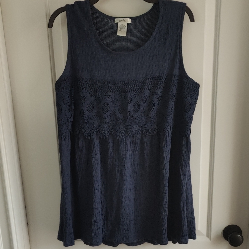 Isela Navy Blue Sleeveless Top